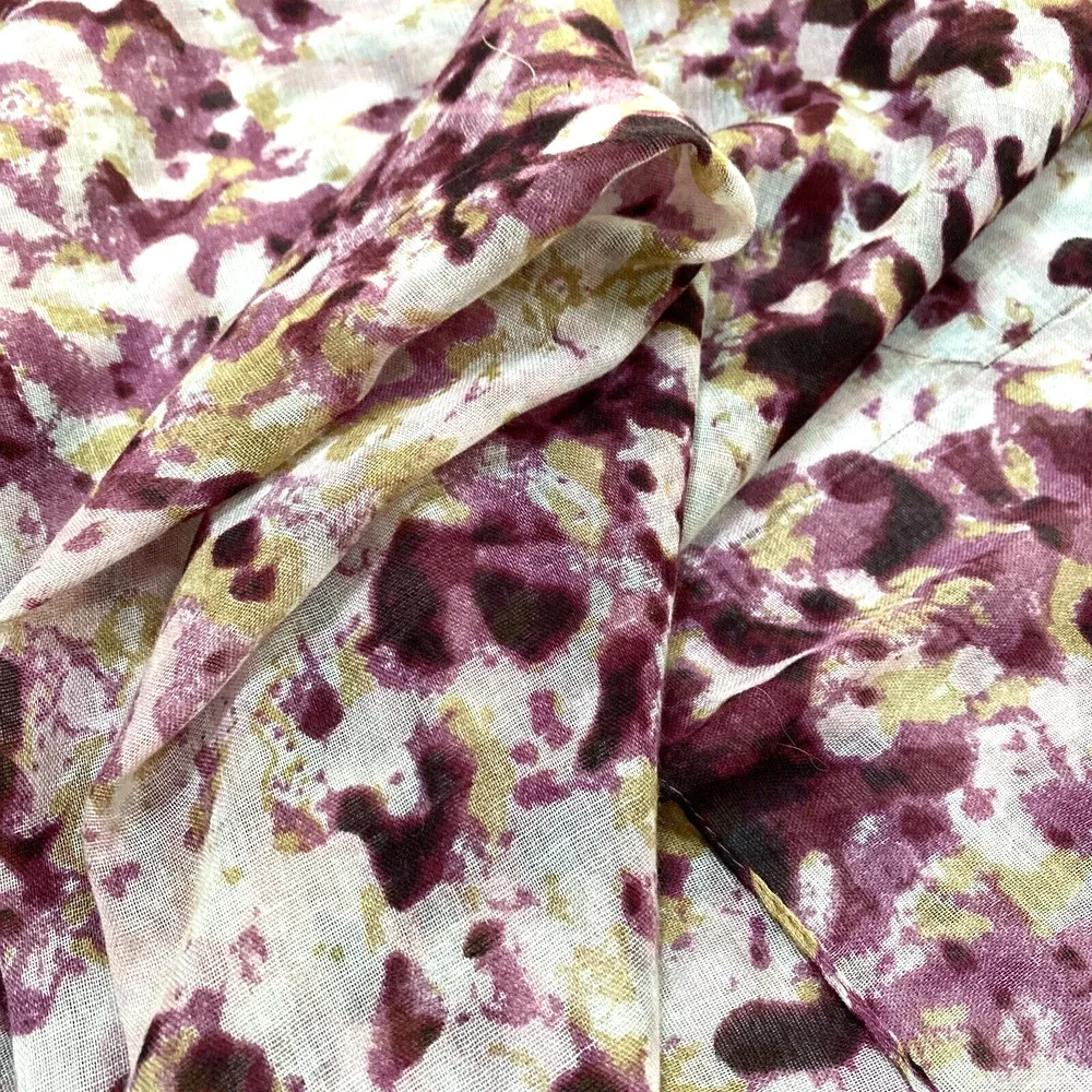 Van Heusen Woven Scarf Pink & Tan Abstract Floral Wrap Beachy Boho Romantic Pink